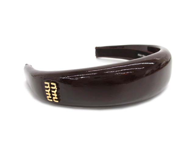 ミュウミュウ miumiu 5IH025 パテントレザー ヘッドバンド