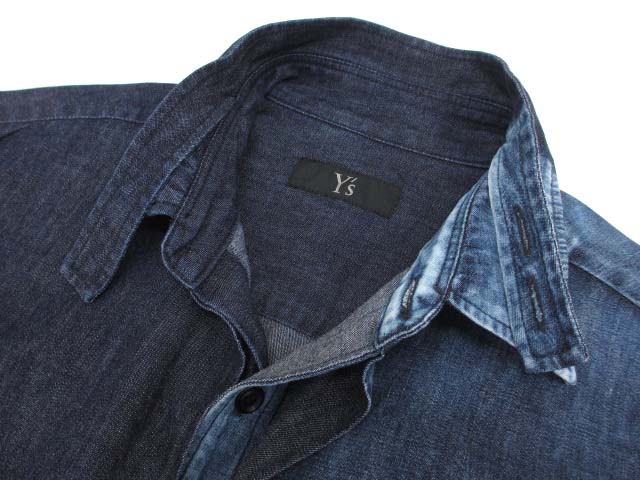 ワイズ Y`s ダブルカラー　デニム　シャツ 2023ss ワイズ Y's 23SS ダブルカラー 長袖デニムシャツ 1 SPOTTED DENIM