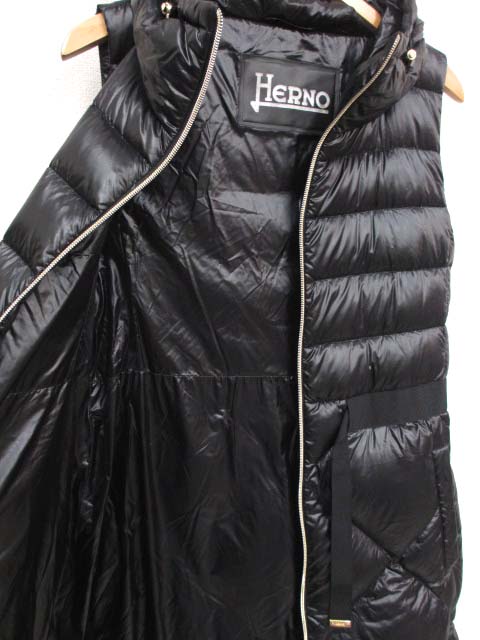 美品 ヘルノ PI1323D キルティング ロング ダウンベスト 40 ヘルノ HERNO PI1323D キルティング ロング ダウンベスト 40