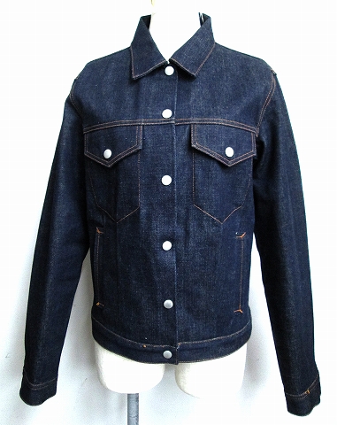 マーガレットハウエル Margaret Howell 美品 濃紺 ノンウォシュ リジット デニム シャツ ジャケット 3 インディゴ ジージャン レディース 064 ベクトルパーク