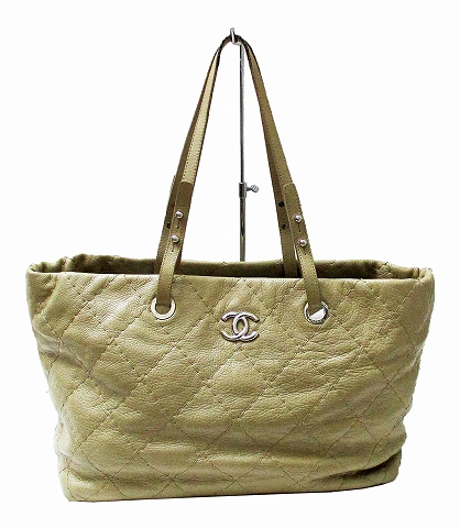 CHANEL】ベージュ キルティング トートバッグ