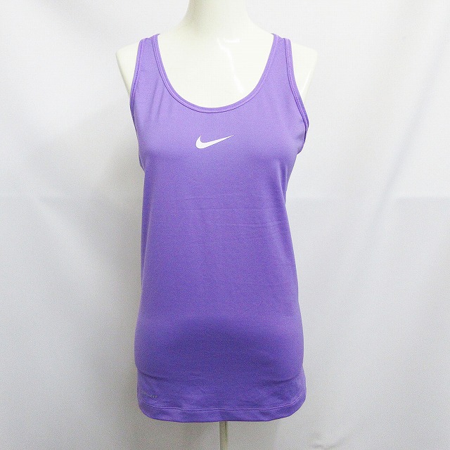 ナイキ Nike Dri Fit ドライフィット タンクトップ ノースリーブ カットソー 切替 メッシュ S 紫 パープル 白 ホワイト レディース 064 ベクトルパーク