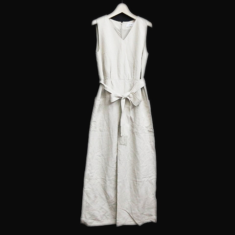 ミラオーウェン Mila Owen オールインワン コンビネゾン ノースリーブ ロング パンツ リボンベルト 無地 麻 リネン 0 ベージュ系 レディース 064 ベクトルパーク