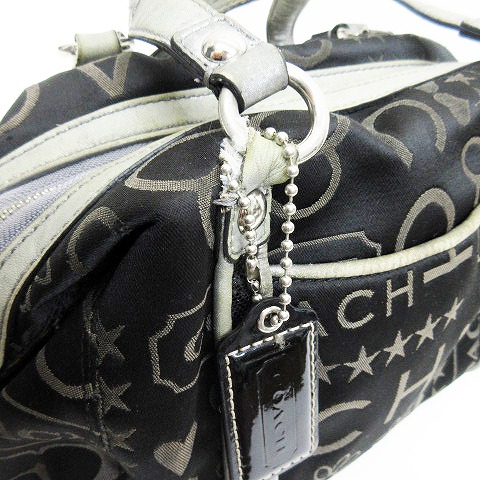 コーチ COACH F15710 バンダナ グリッター サッチェル ハンドバッグ 黒 