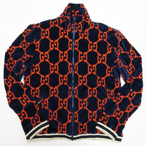 グッチ GUCCI 18AW GG総柄 シェニール ベロア ジャケット サイズ XL 紺 
