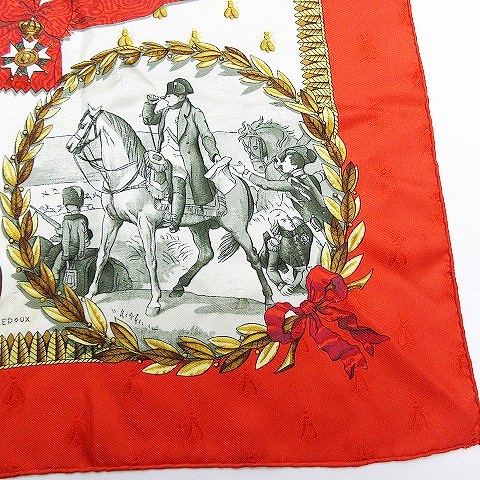 HERMÉS ナポレオン シルクスカーフ 約90cm エルメス カレ90 NAPOLEON ナポレオン スカーフ シルク ブルー