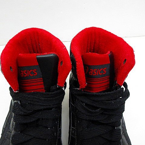 レッド/ブラック ハイカット スポーツシューズ アシックス asics フェイク レザー ハイカット スニーカー 23cm