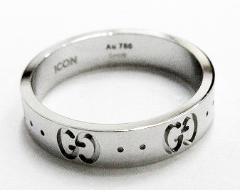 グッチ GUCCI 9000 GGアイコン リング 指輪 11号 18金 K18WG ホワイト 