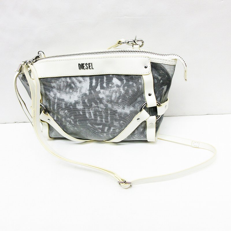 ディーゼル DIESEL ショルダーバッグ 合皮 黒×白 バッグ 即決 DIESEL レザーコンビショルダーバッグ ディーゼル ブラック 黒