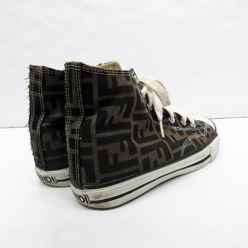 フェンディ FENDI ズッカ柄 キャンバス ハイカット ローテク  