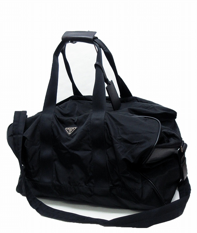 プラダ PRADA V60 ナイロン 2WAY ボストンバッグ ショルダーバッグ 黒 