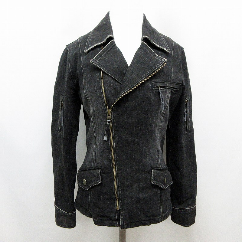 ピンキー ダイアン ピンダイ Pinky Dianne Used加工 ストレッチ デニム ライダース ジャケット 38 黒 ブラック系 レディース 064 ベクトルパーク