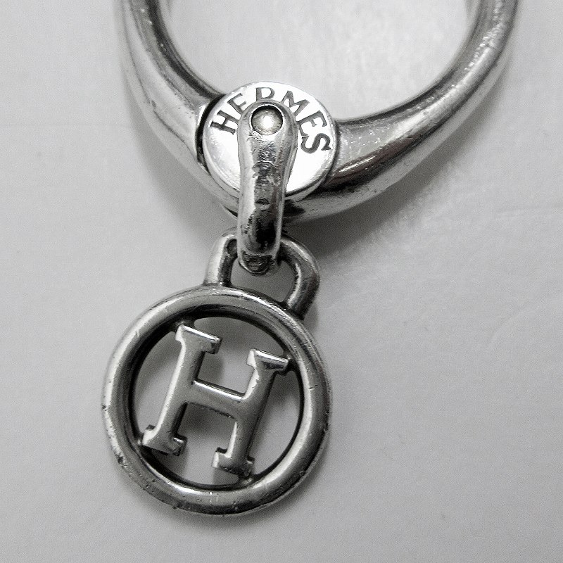 エルメス HERMES キーリング リンゴモチーフ ボルドー×シルバー メンズ  