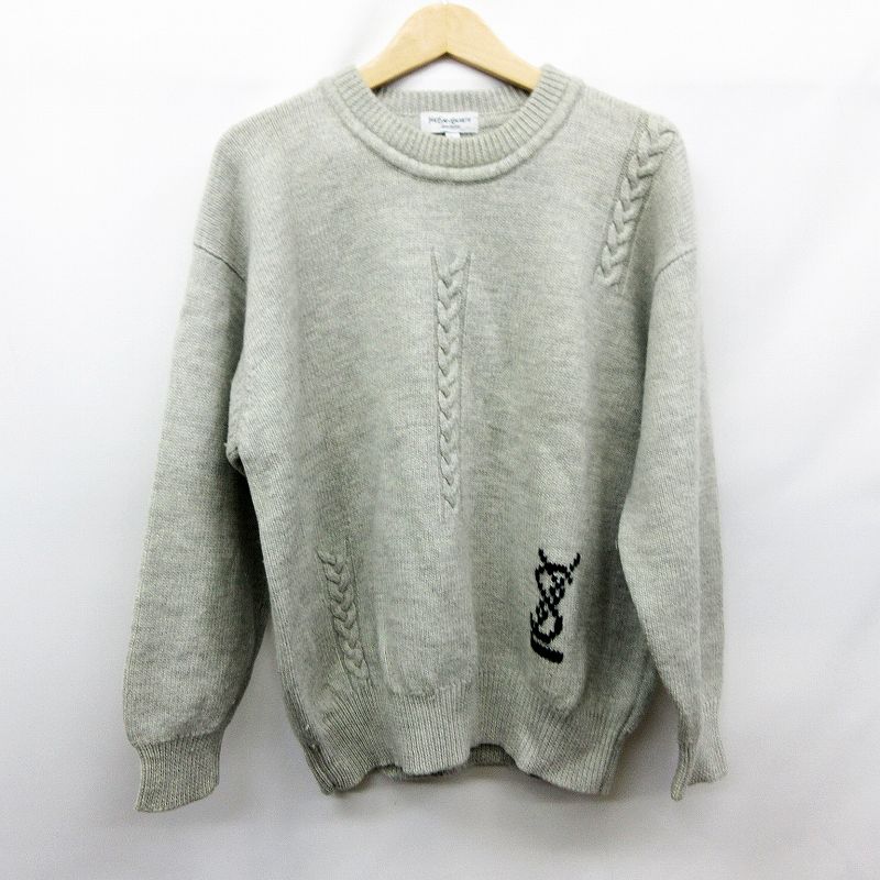 イヴサンローラン YVES SAINT LAURENT ロゴ ウール ケーブルニット  