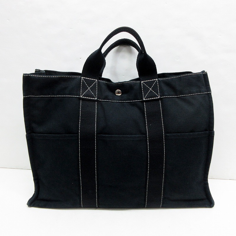 エルメス HERMES フールトゥ MM キャンバス トートバッグ 黒 ブラック 