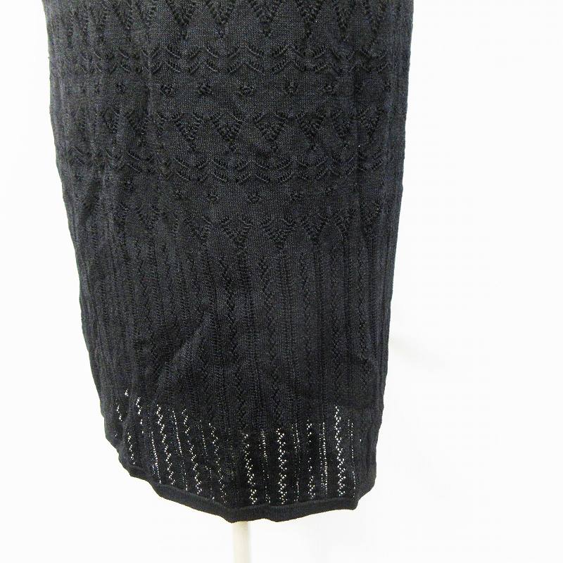 アランマヌキャン Alain Manoukian キャミソール ワンピース ロング タイト ノースリーブ Vネック レース リボン S相当 黒 ブラック系 26 レディース 064 ベクトルパーク