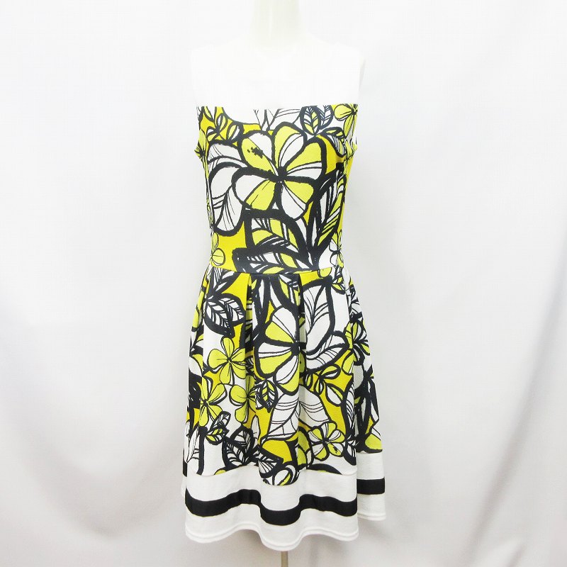 ファス Fas フィーユ ア シュアヴル Fille A Suivre ワンピース ノースリーブ 膝丈 花柄 ストレッチ M相当 白 ホワイト系 黄 イエロー系 27 レディース 064 ベクトルパーク