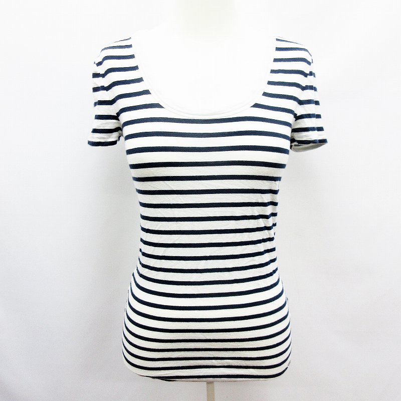 トミーヒルフィガー Tommy Hilfiger Tシャツ カットソー 半袖 ストレッチ Xs 白 ホワイト系 紺 ネイビー 27 レディース 064 ベクトルパーク