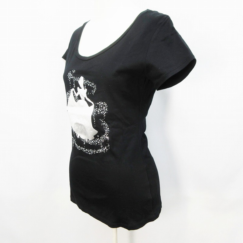 レディ Rady ディズニー Disney Tシャツ カットソー 半袖 Uネック プリンセス シンデレラ プリント ビジュー ラインストーン 綿 コットン 100 F M相当 黒 ブラック系 28 レディース 064 ベクトルパーク