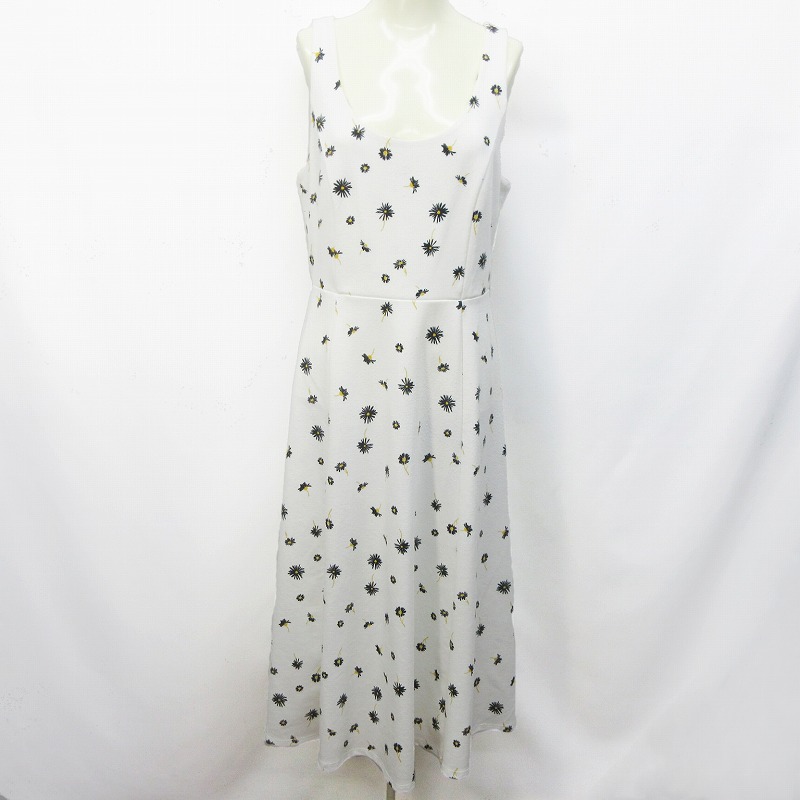 ギャップ Gap ワンピース ノースリーブ ロング丈 背面ファスナー 花柄 総柄 6 S相当 白 ホワイト系 レディース 064 ベクトルパーク