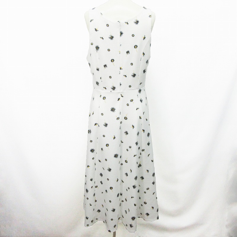 ギャップ Gap ワンピース ノースリーブ ロング丈 背面ファスナー 花柄 総柄 6 S相当 白 ホワイト系 レディース 064 ベクトルパーク