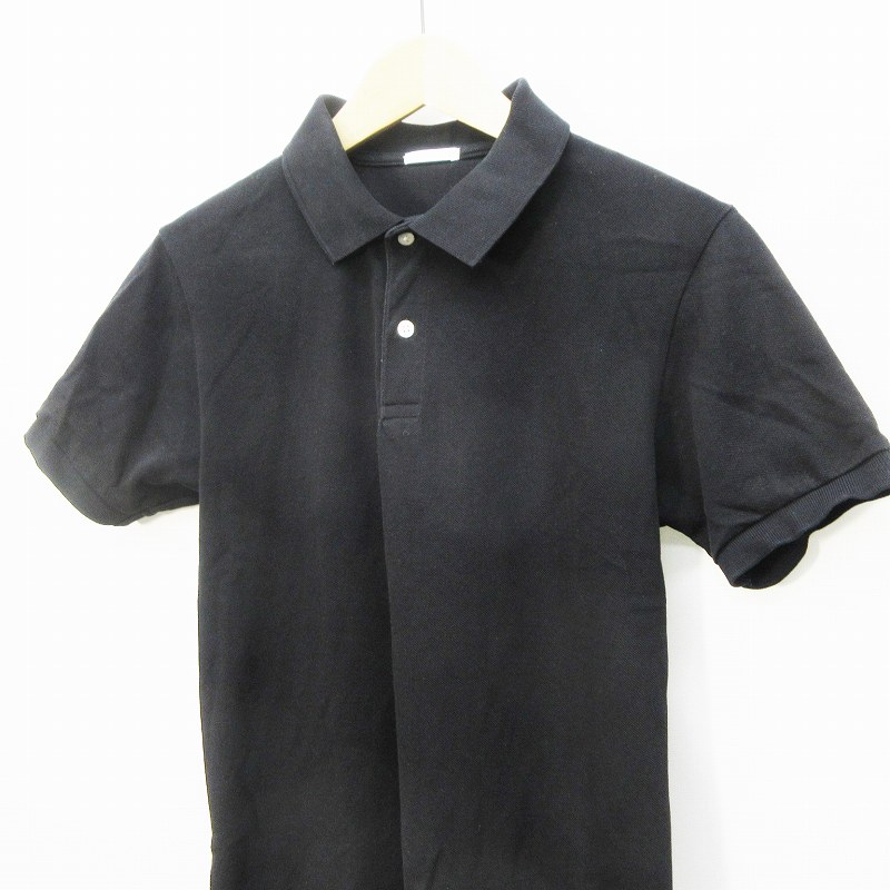 ジーユー Gu ポロシャツ 半袖 鹿の子 ハーフボタン 無地 M 黒 ブラック系 メンズ 064 ベクトルパーク