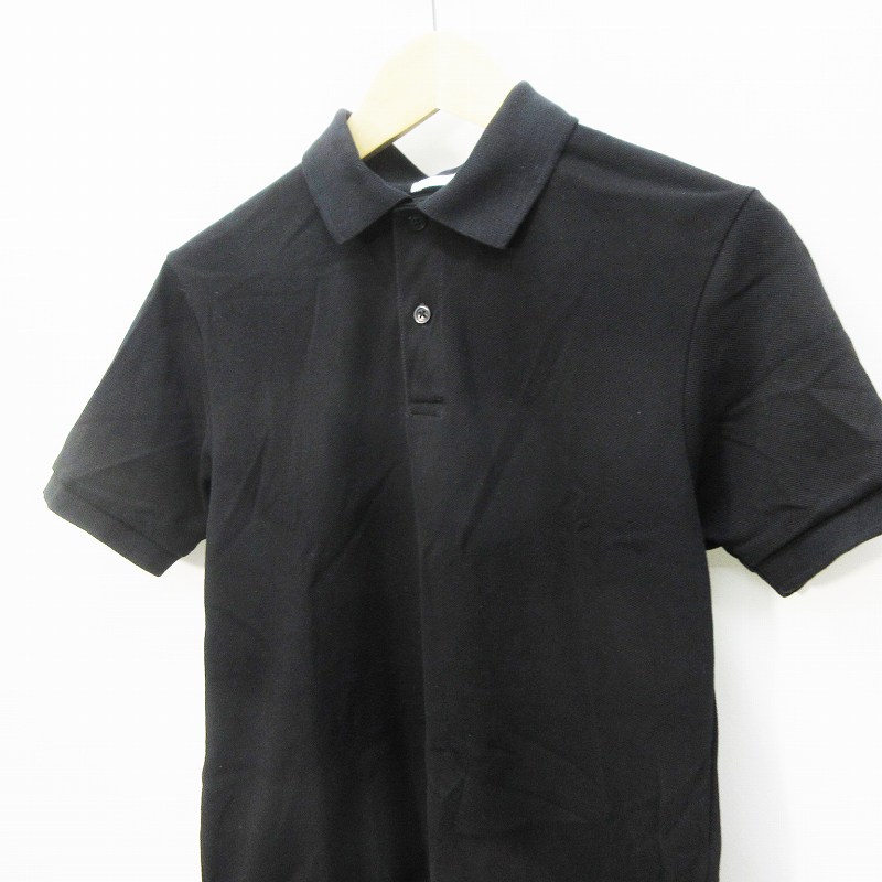 ジーユー Gu ポロシャツ 半袖 ハーフボタン 鹿の子 無地 S 黒 ブラック系 メンズ 064 ベクトルパーク