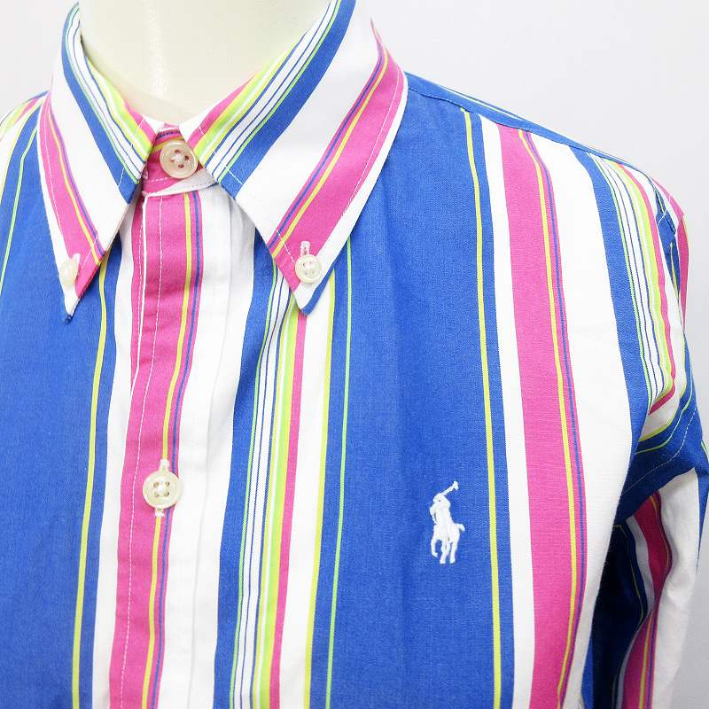 ラルフローレン RALPH LAUREN シャツ 七分袖 ストライプ ボタンダウン 