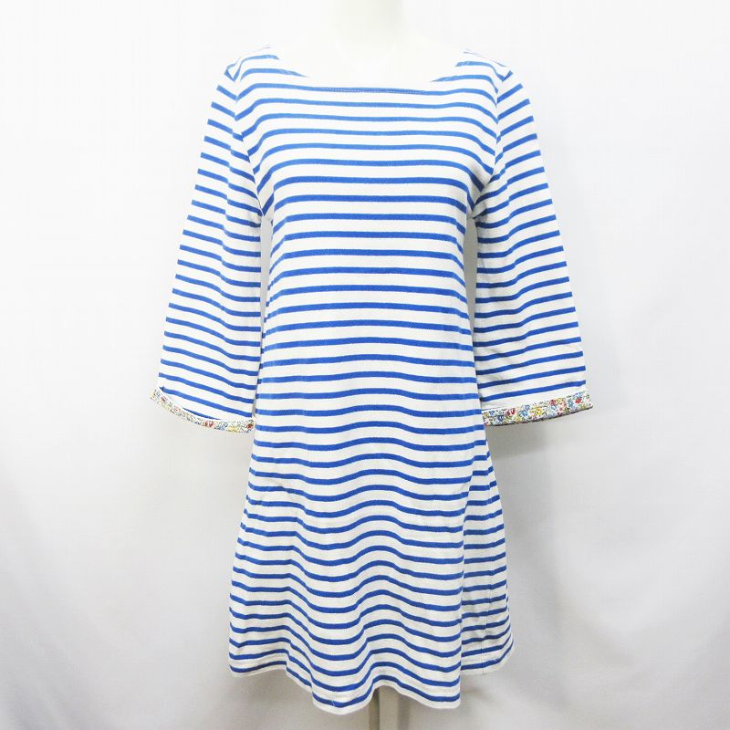 コミットアンドコー Comitto Co ワンピース ミニ丈 七分袖 ボーダー 花柄 綿 コットン 100 M相当 青 ブルー系 レディース 064 ベクトルパーク