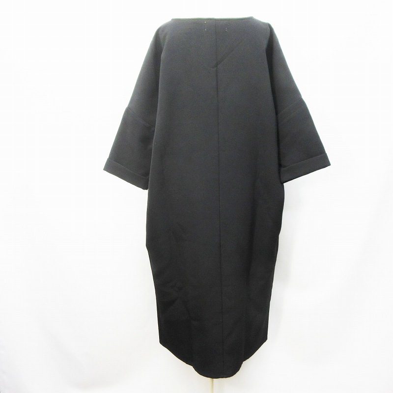 アンティカ Antiqua ワンピース 七分袖 ドロップショルダー Vネック ロング ストライプ F L相当 黒 ブラック系 レディース 064 ベクトルパーク