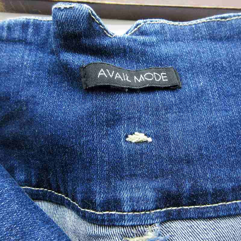 Avail Mode アベイル しまむら デニムパンツ ジーンズ ダメージ加工 スキニー ストレッチ ハイウエスト W64cm 美濃淡 レディース 064 ベクトルパーク