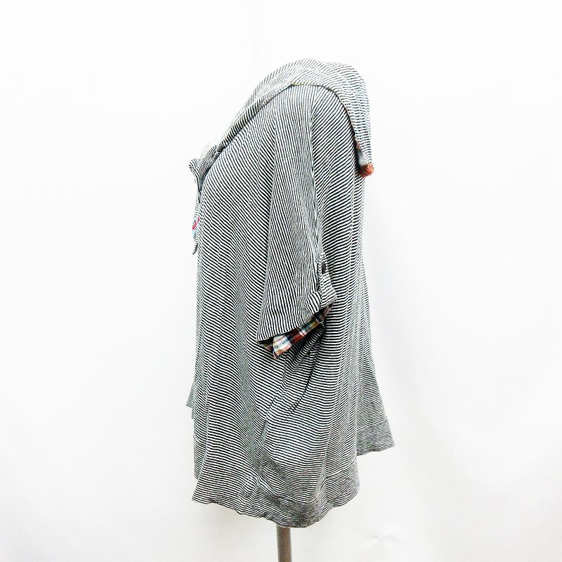 フラボア Frapbois 半袖 カットソー リボン ボーダー チェック 1 Sサイズ相当 白 ホワイト系 黒 ブラック系 レディース 064 ベクトルパーク