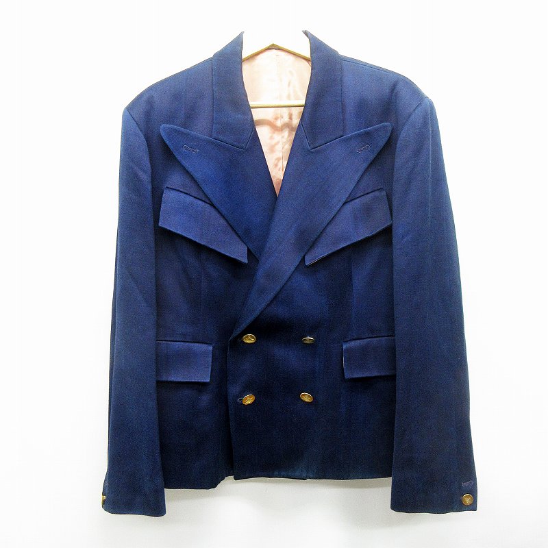 ヴィヴィアンウエストウッド Vivienne Westwood 旧赤タグ ヴンテージ グラデーション テーラード ジャケット ダブル 40 Lサイズ相当 紺 ネイビー イングランド製 メンズ 064 ベクトルパーク