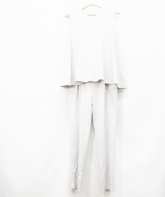 ミラオーウェン Mila Owen オールインワン つなぎ カットソー ノースリーブ Vネック フレア テーパード パンツ 無地 0 S相当 灰色 グレー系 30 レディース 064 ベクトルパーク