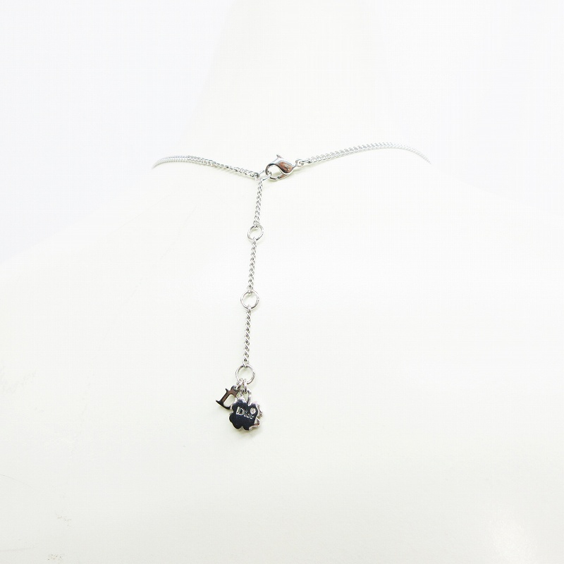 DIOR ハートカデナ キー ネックレス ラインストーン シルバー 美品］DIOR ハートカデナ キー ネックレス ラインストーン