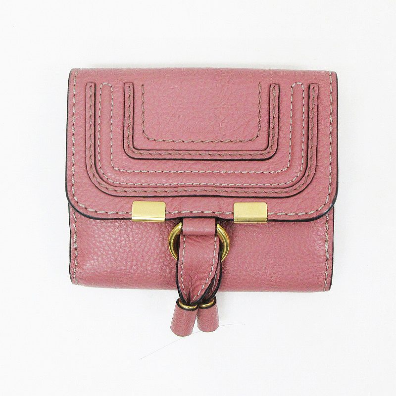 クロエ CHLOE マーシー 三つ折り 財布 レザー ピンク系 レディース 064 