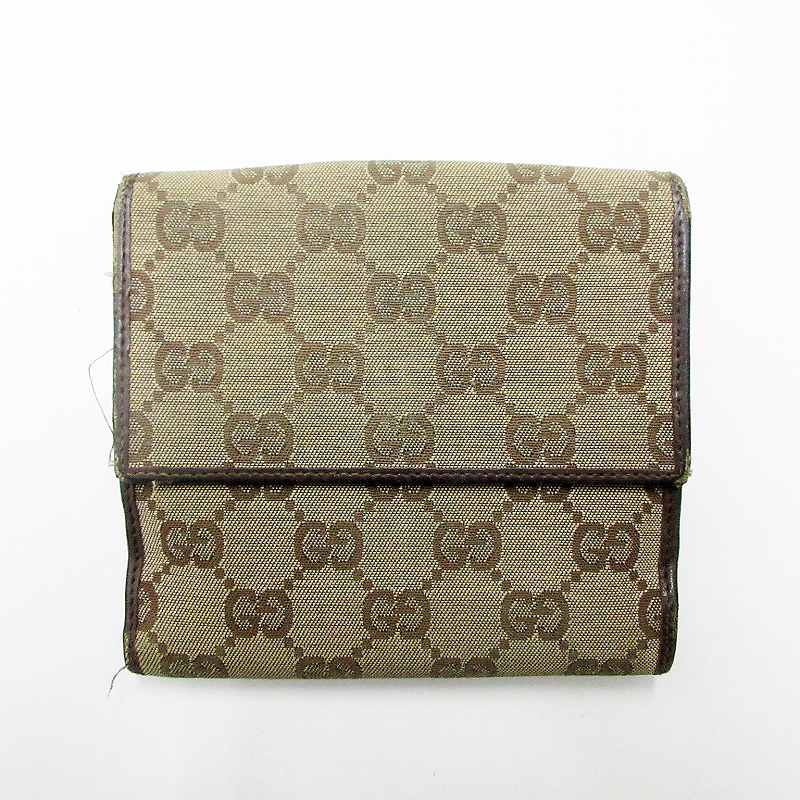 グッチ GUCCI GG キャンバス 二つ折り 財布 ベージュ 茶