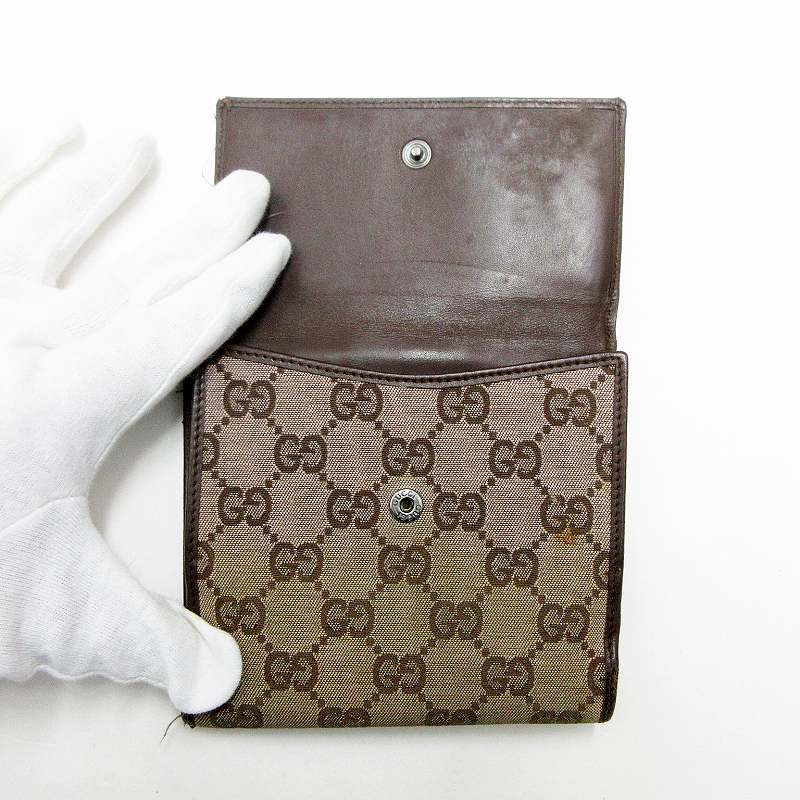 GUCCI GGキャンパス　二つ折り財布　ベージュ グッチ GUCCI GG キャンバス 二つ折り 財布 ベージュ 茶