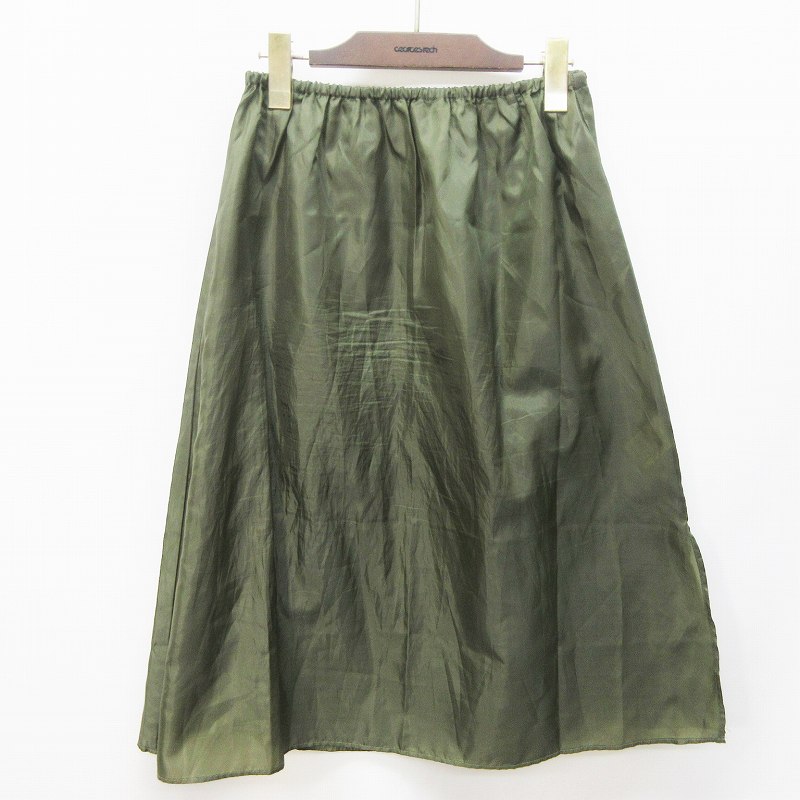 株 アダストリア ペチコート インナースカート ロング アシンメトリー スリット 無地 ウエストゴム M カーキーグリーン レディース 064 1609 ベクトルパーク