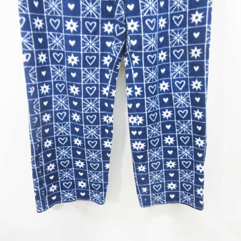 ユニクロ Uniqlo ルームウェア フリース イージー パンツ ロング 総柄 L 紺 ネイビー系 レディース 064 ベクトルパーク