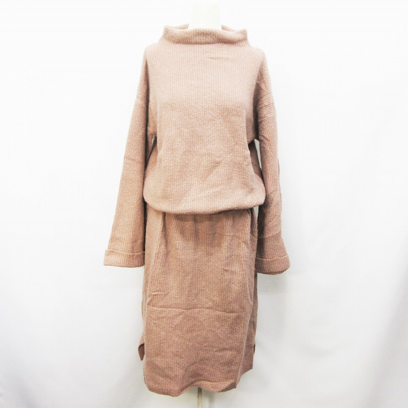 グレイル Grl リブ ニット ワンピース 長袖 ロング丈 オフネック ストレッチ M ピンク系 31 レディース 064 ベクトルパーク