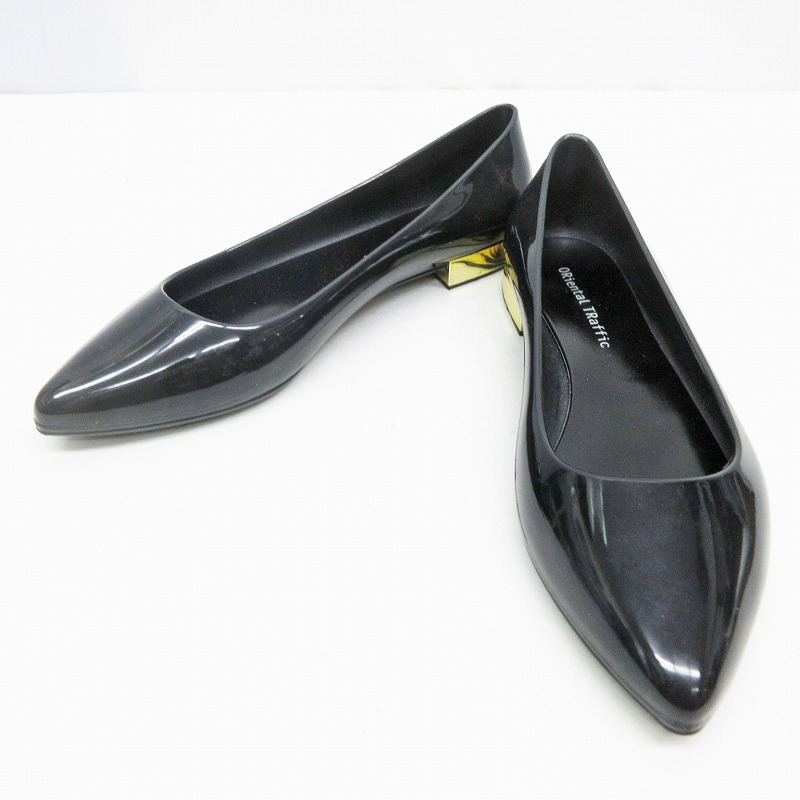 オリエンタルトラフィック Oriental Traffic ラバー パンプス 靴 シューズ ポインテッドトゥ ローヒール 37 23 5cm相当 黒 ブラック系 レディース 064 ベクトルパーク