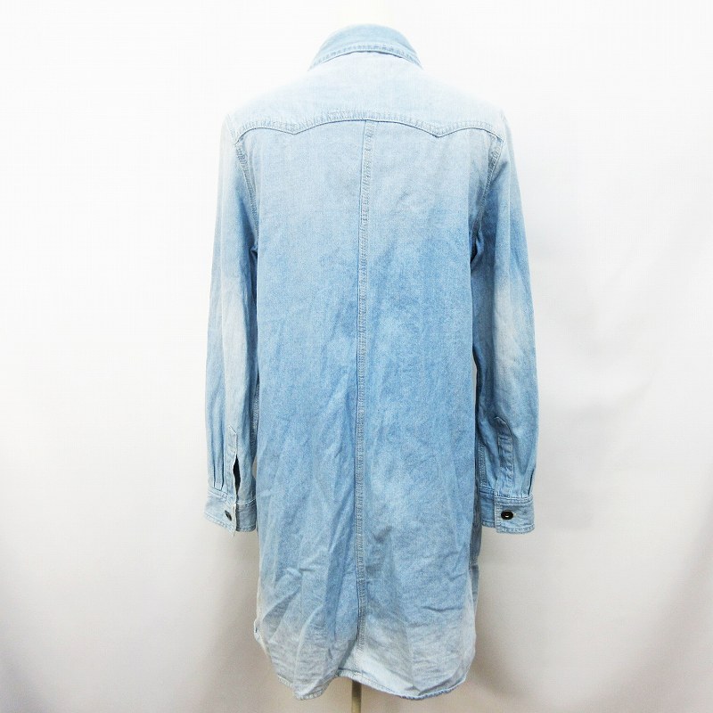 ブージュルード Bou Jeloud デニム ウエスタン シャツ ワンピース 長袖 ミニ丈 綿 コットン 100 M 青 ブルー系 レディース 064 ベクトルパーク