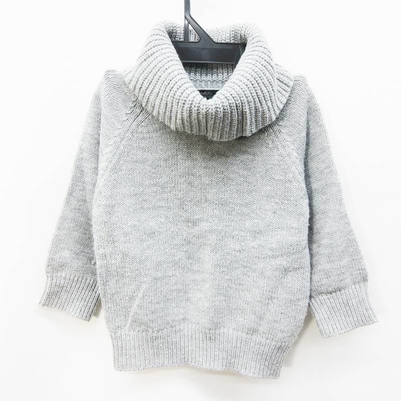 フタフタ Futafuta Black Closet キッズ 子供服 ニット セーター 長袖 ラグラン オフタートル 無地 95 灰色 グレー系 キッズ 064 ベクトルパーク