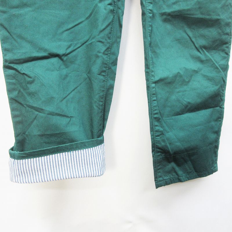 ジーユー Gu クロップド パンツ テーパード ジップフライ ロールアップ 裏ストライプ 綿 コットン 100 M 緑 グリーン系 メンズ 064 ベクトルパーク
