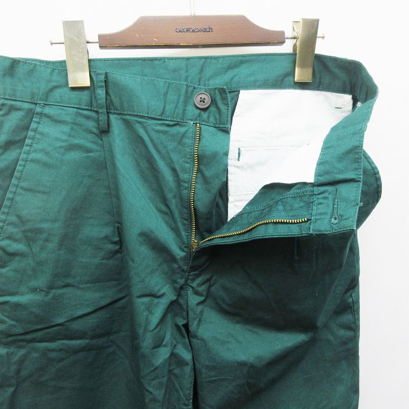 ジーユー Gu クロップド パンツ テーパード ジップフライ ロールアップ 裏ストライプ 綿 コットン 100 M 緑 グリーン系 メンズ 064 ベクトルパーク