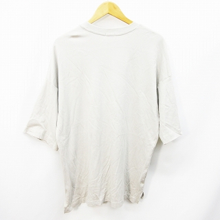 ジーユー Gu 341 ルーズフィット Tシャツ カットソー 五分袖 丸首 クルーネック ドロップショルダー オーバーサイズ 無地 綿 コットン100 M グレージュ メンズ 064 ベクトルパーク