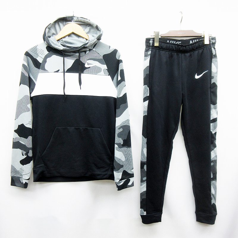 ナイキ Nike ドライフィット セットアップ ジャージー カモフラ 迷彩 プルオーバー パーカー パンツ S 灰色 グレー系 黒 ブラック系 メンズ 064 ベクトルパーク