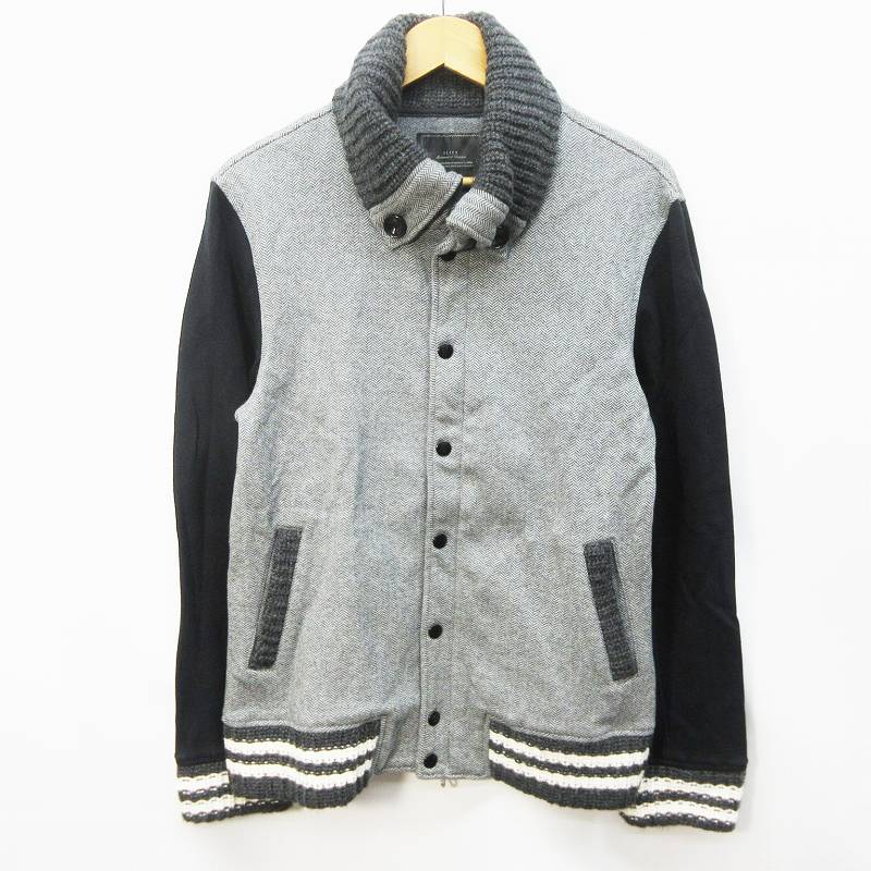 スリック Slick スタジアム ジャンパー ジャケット スタジャン アウター 切替 ニット ヘリンボーン 綿 コットン 1 M相当 灰色 グレー系 メンズ 064 ベクトルパーク