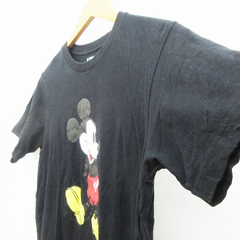 ユニクロ Uniqlo ディズニー Disney Ut Tシャツ カットソー 半袖 丸首 クルーネック ミッキーマウス プリント 綿 コットン100 S 黒 ブラック系 メンズ レディース 064 ベクトルパーク